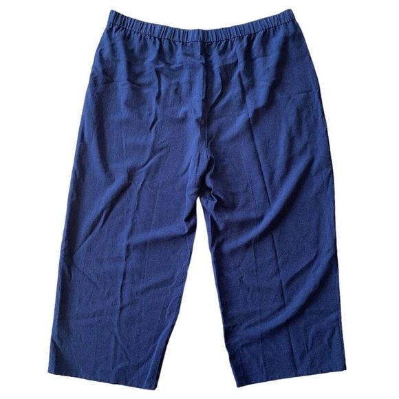 Eileen Fisher Venus Blue Mini Check Crepe Ankle Wide Leg Pant NWT Plus Size 3X - Picture 2 of 5